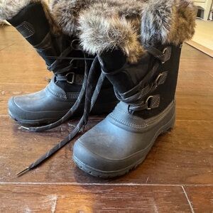 Women’s Black Winter Boots with Faux Fur Trim
